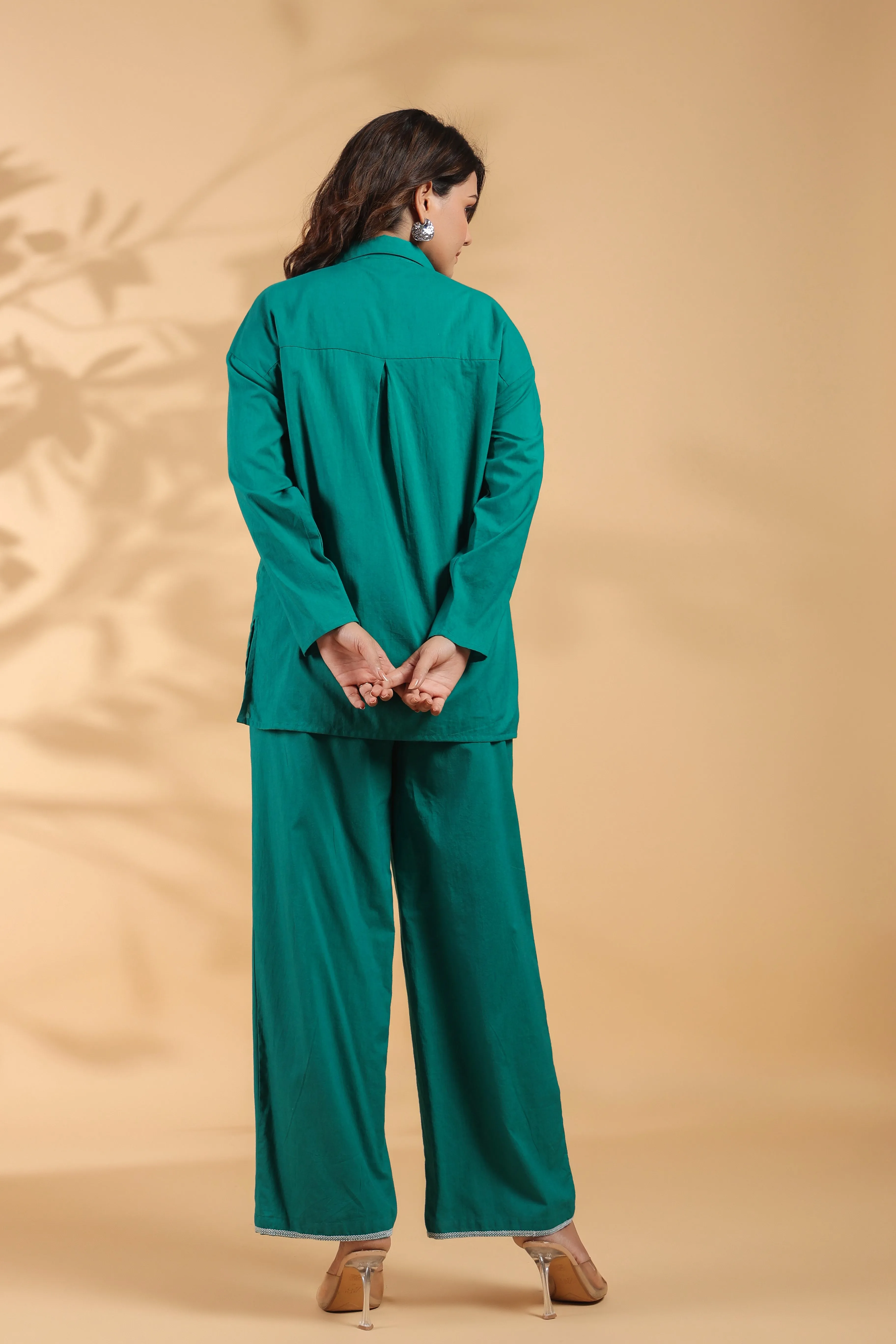 Sea Green Embroidery Work Co-Ord Set