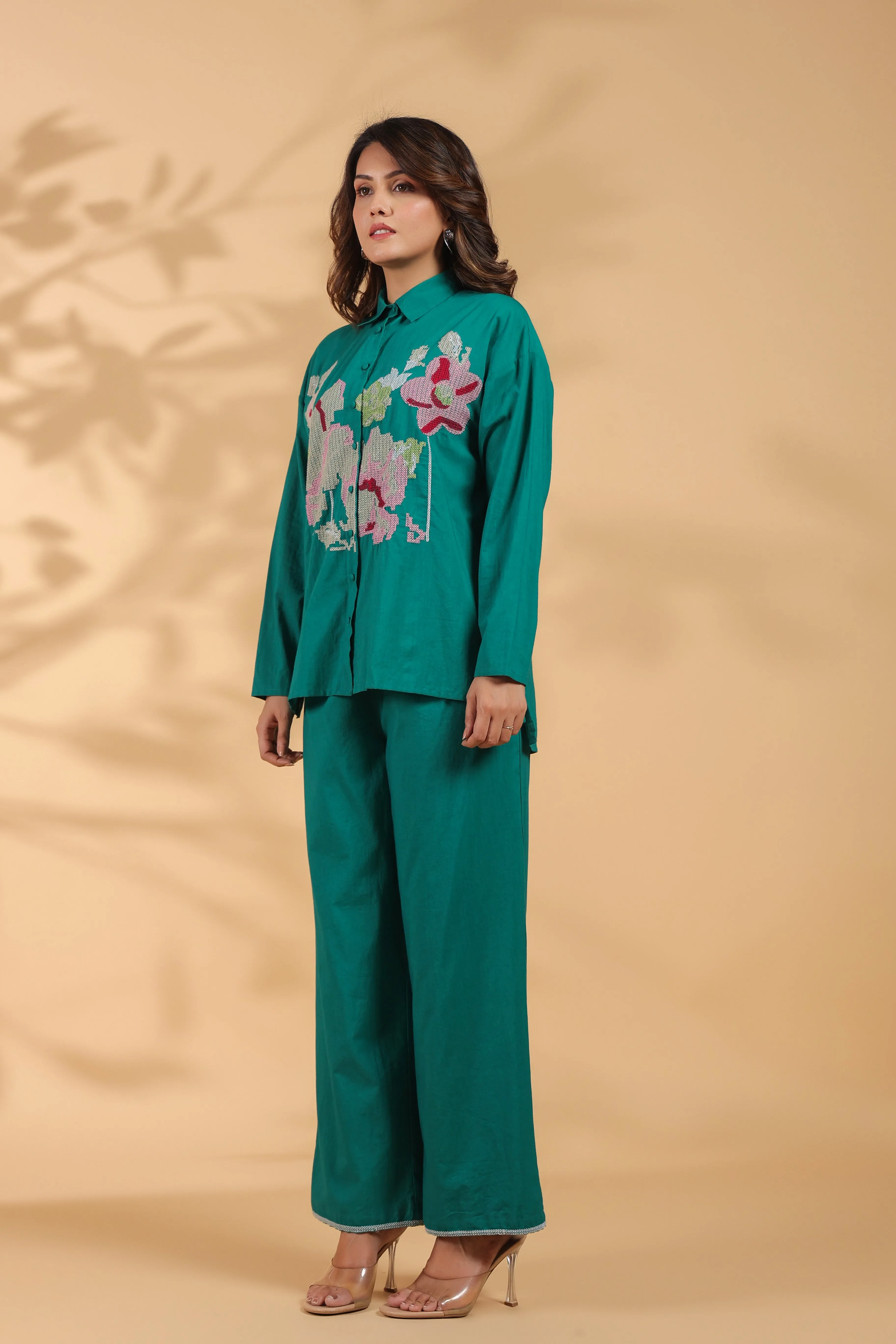 Sea Green Embroidery Work Co-Ord Set