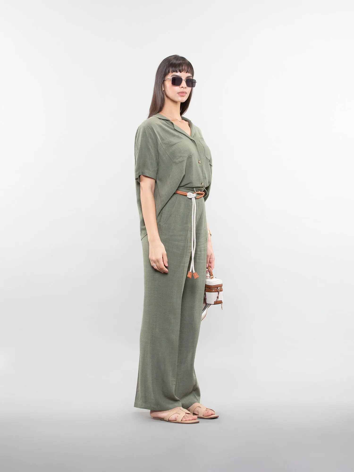 Short-sleeve linen shirt