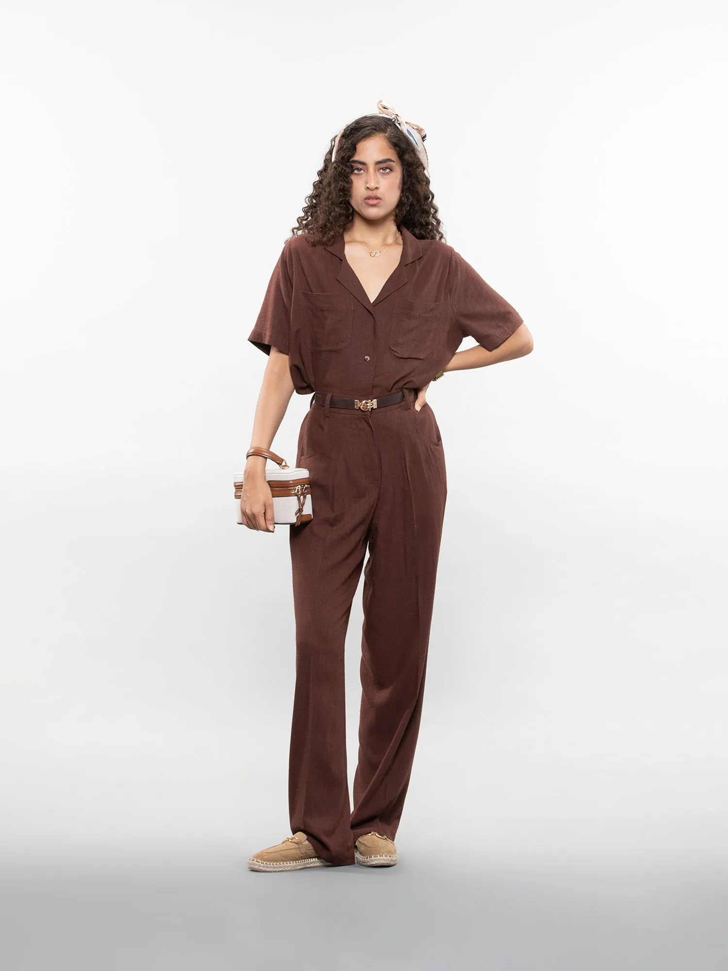 Short-sleeve linen shirt