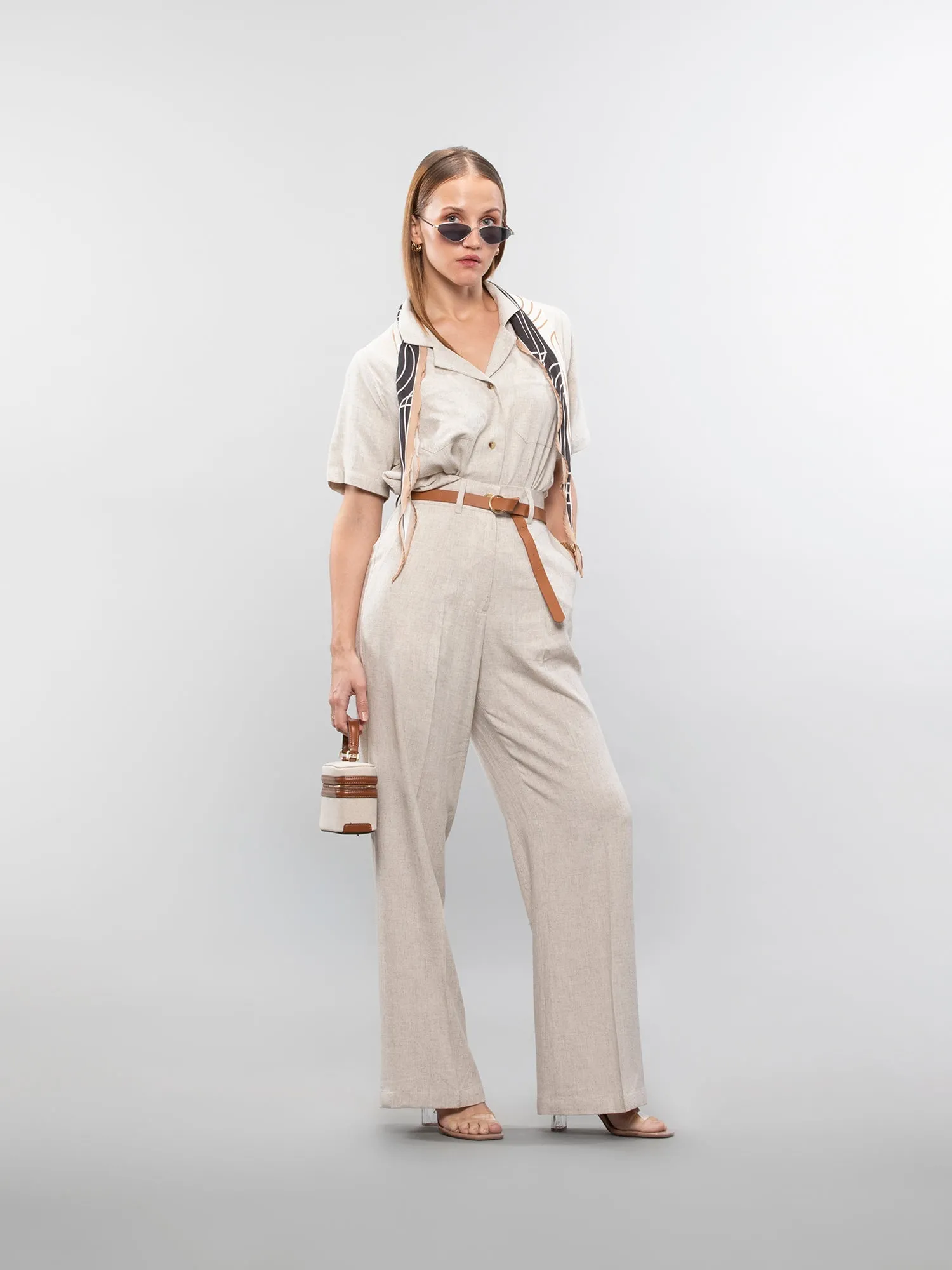 Short-sleeve linen shirt