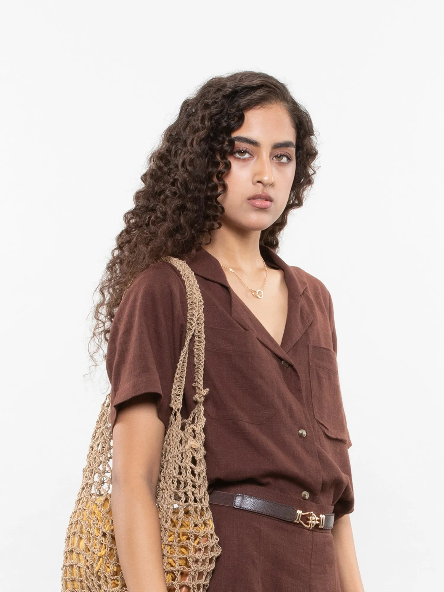 Short-sleeve linen shirt