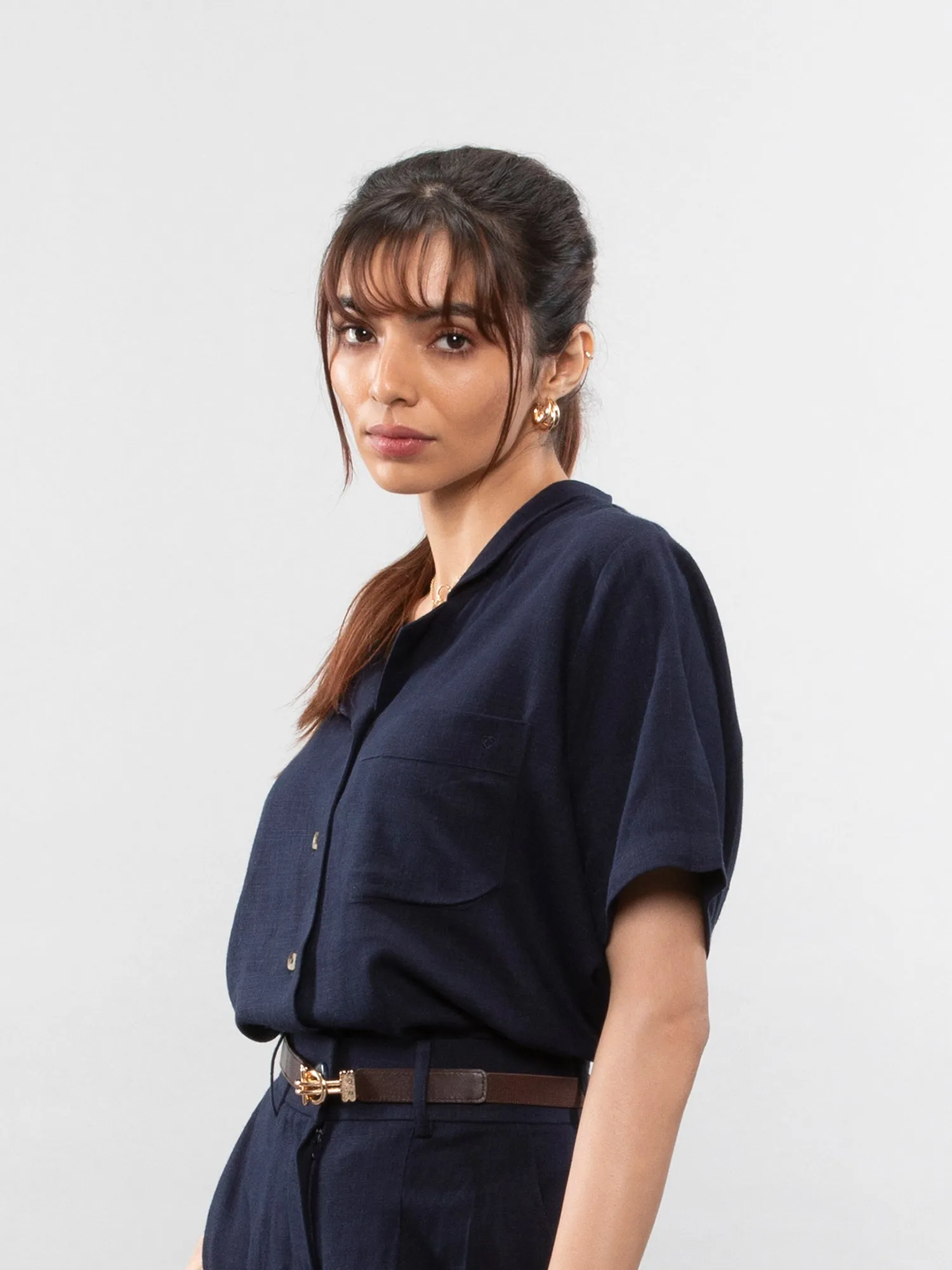 Short-sleeve linen shirt