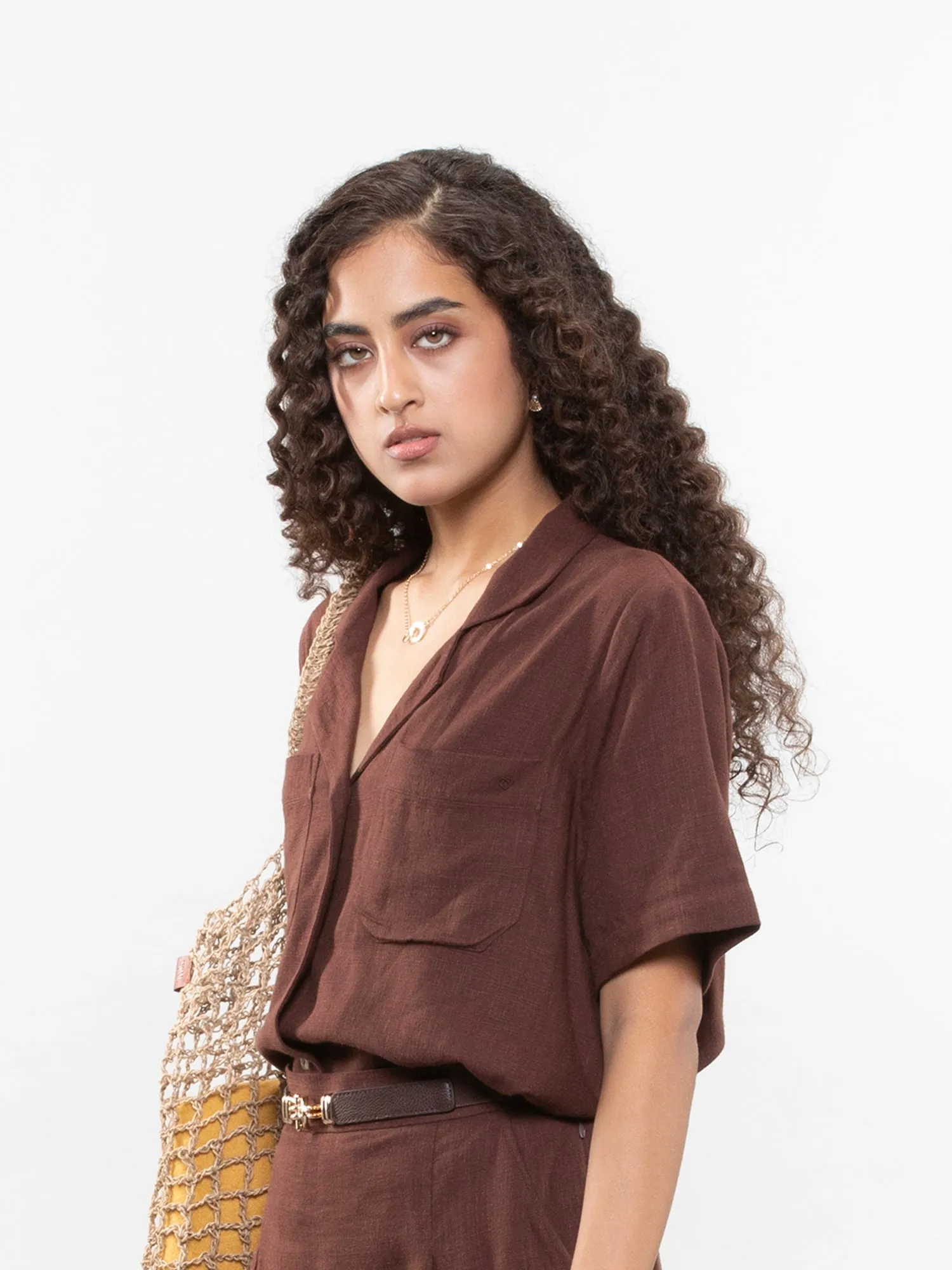 Short-sleeve linen shirt