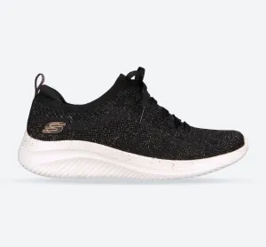 Skechers 149865 Ultra Flex 3.0 Let's Dance Sneakers für Damen, weite Passform, Schwarz/Roségold