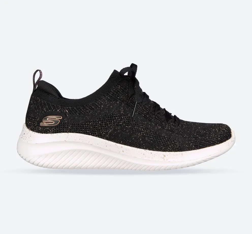 Skechers 149865 Ultra Flex 3.0 Let's Dance Sneakers für Damen, weite Passform, Schwarz/Roségold