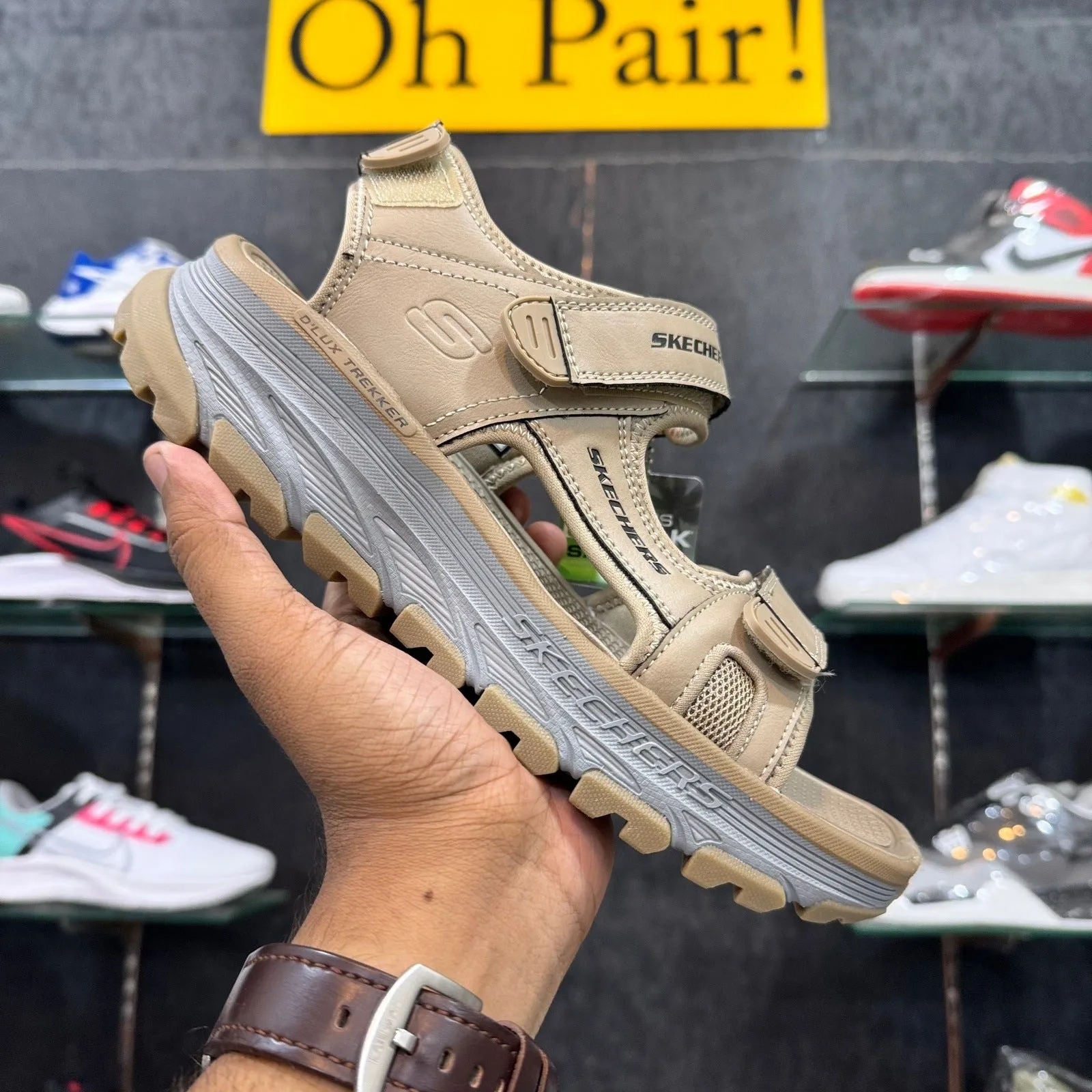 Sketchers Dlux’Trekker Sandal-Khaki-Leather