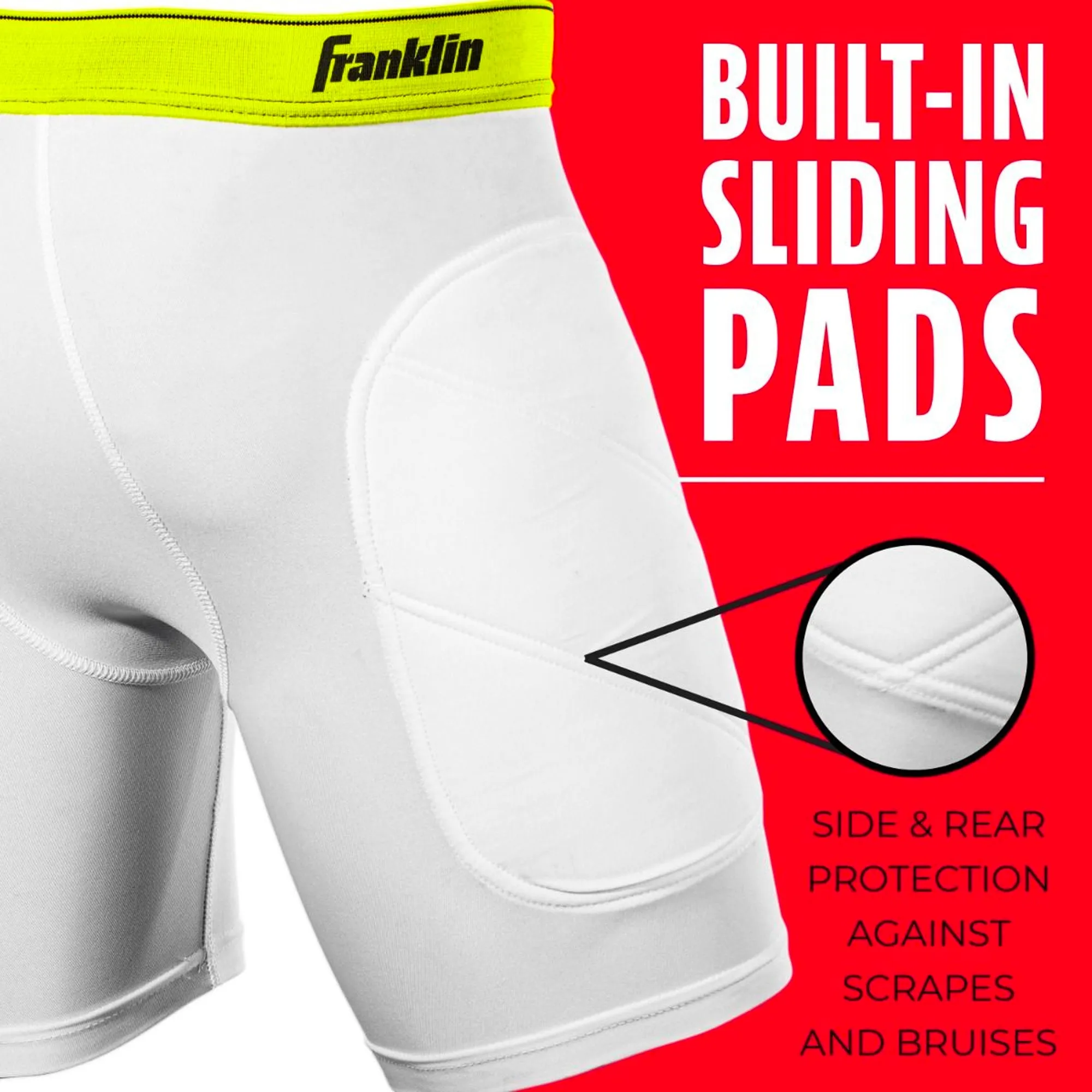 Sliding Short Beisbol Softbol Franklin Blanco Verde INFANTIL