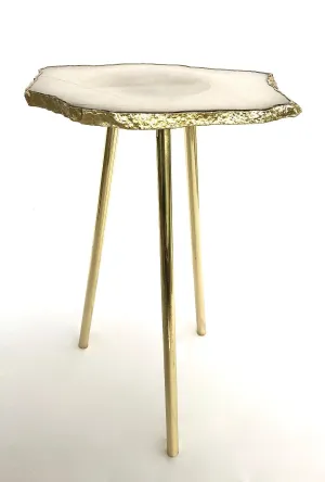 Small White Agate Quartz Organic Edge Accent Table