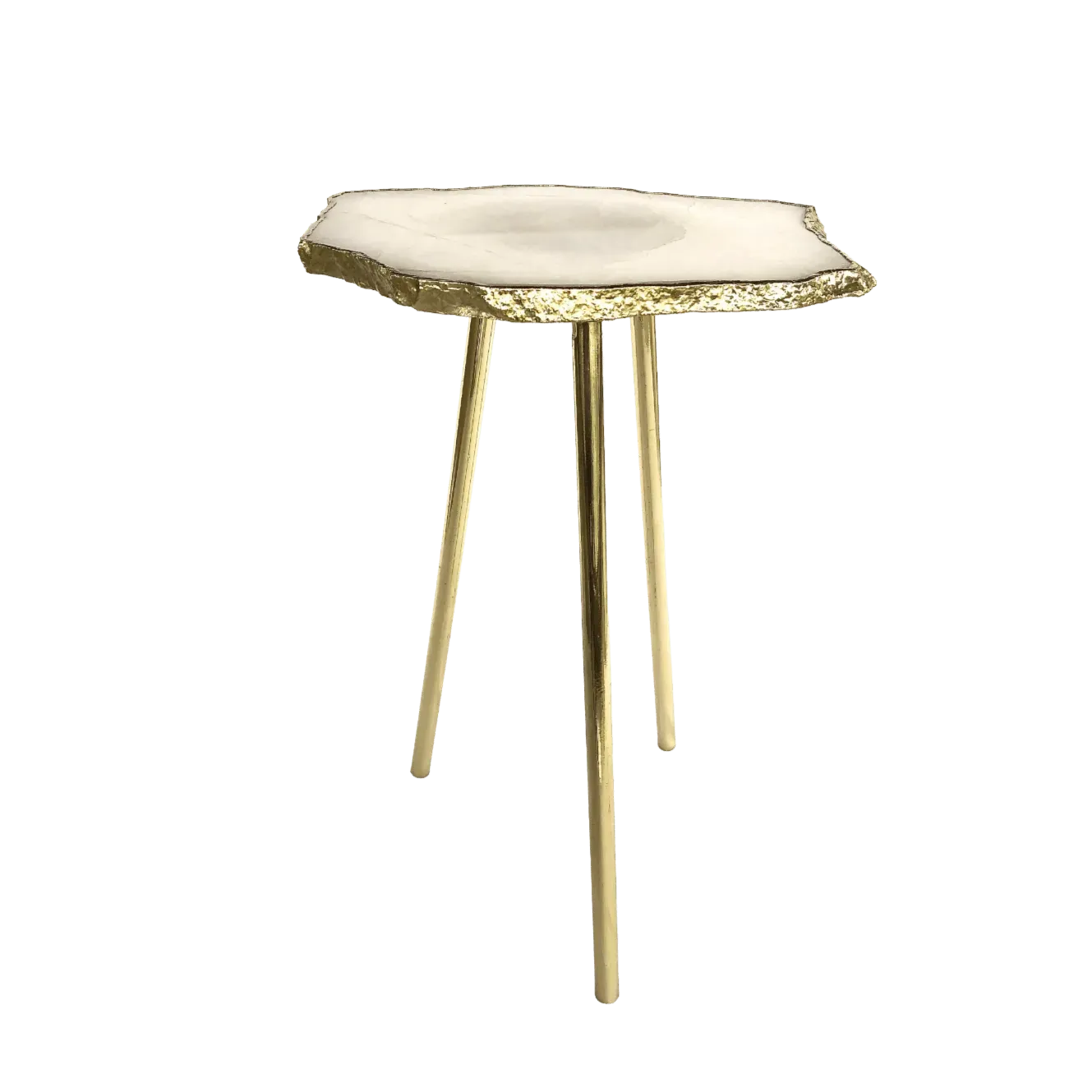 Small White Agate Quartz Organic Edge Accent Table