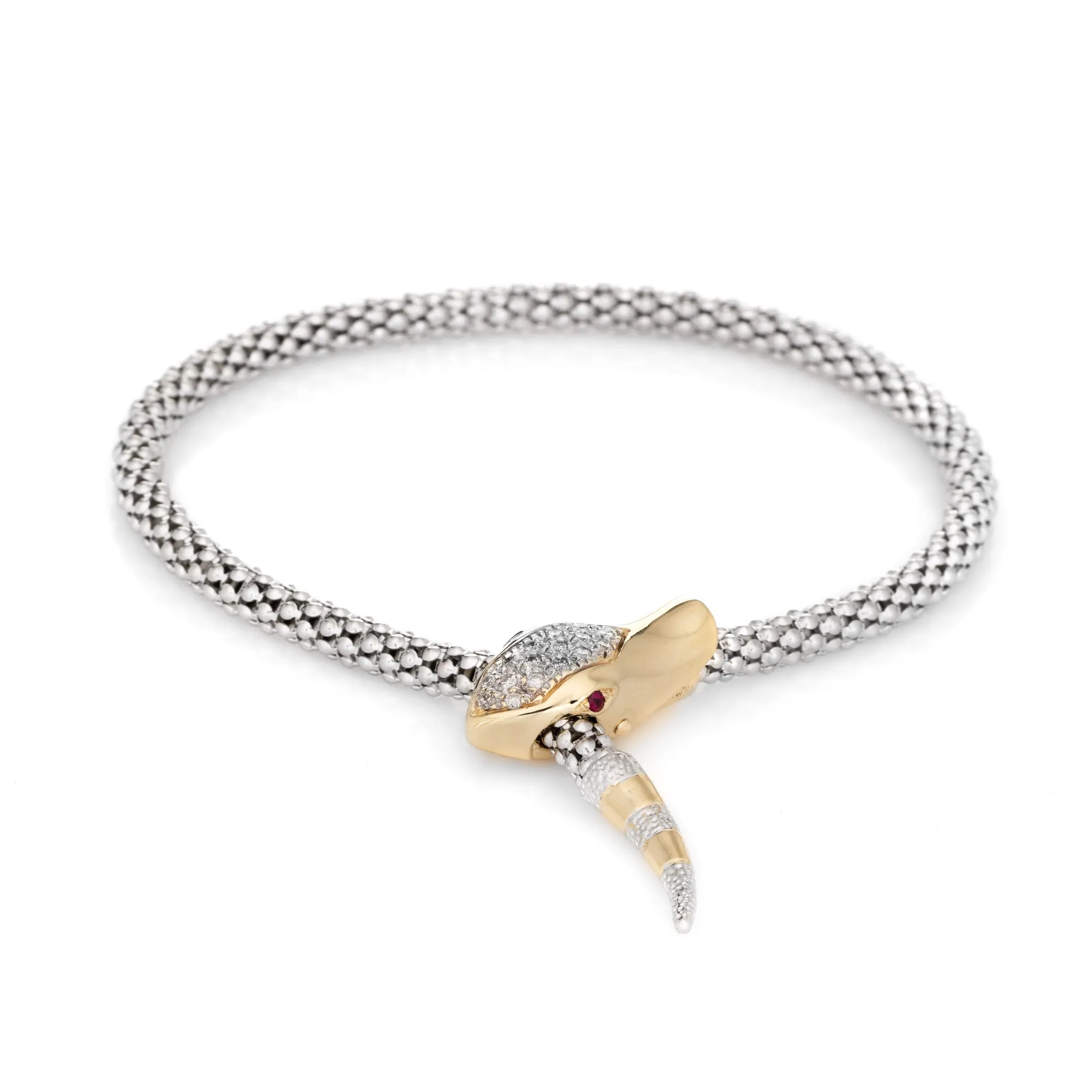 Snake Slide Bracelet Diamond Estate 14k Gold Adjustable Jewelry Fine Vintage