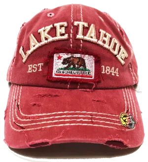 Souvenir Ball Cap Distressed Cal Rep Patch Lake Tahoe