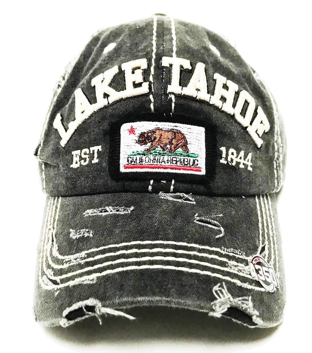 Souvenir Ball Cap Distressed Cal Rep Patch Lake Tahoe