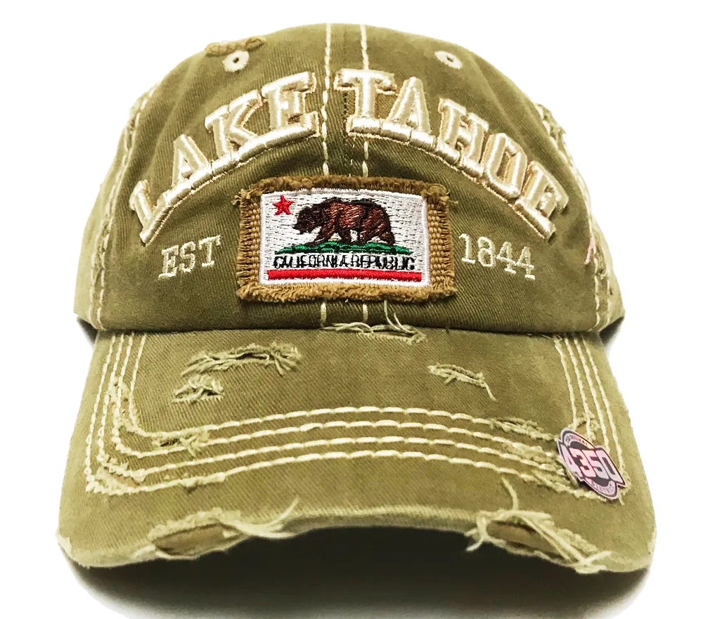 Souvenir Ball Cap Distressed Cal Rep Patch Lake Tahoe