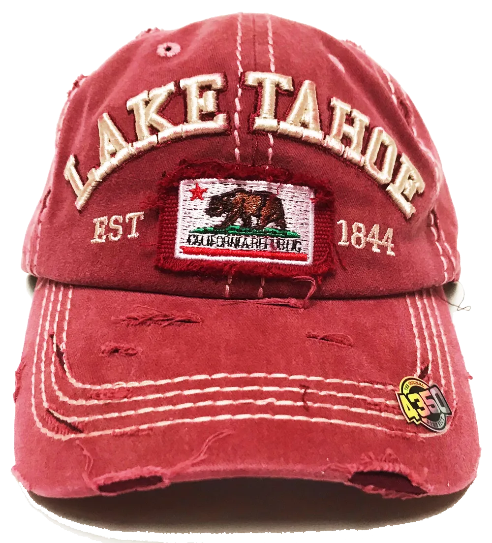 Souvenir Ball Cap Distressed Cal Rep Patch Lake Tahoe