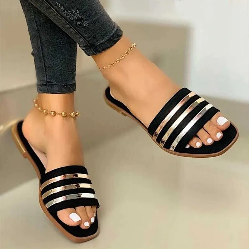 StripeEase Flat Slippers