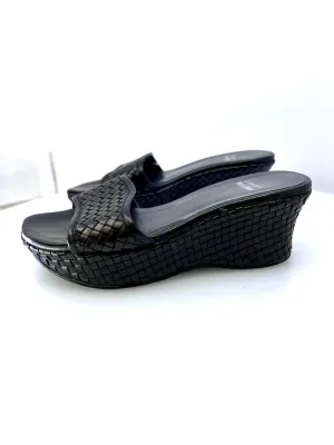 STUART WEITZMAN WEAVED PLATFORM MULES