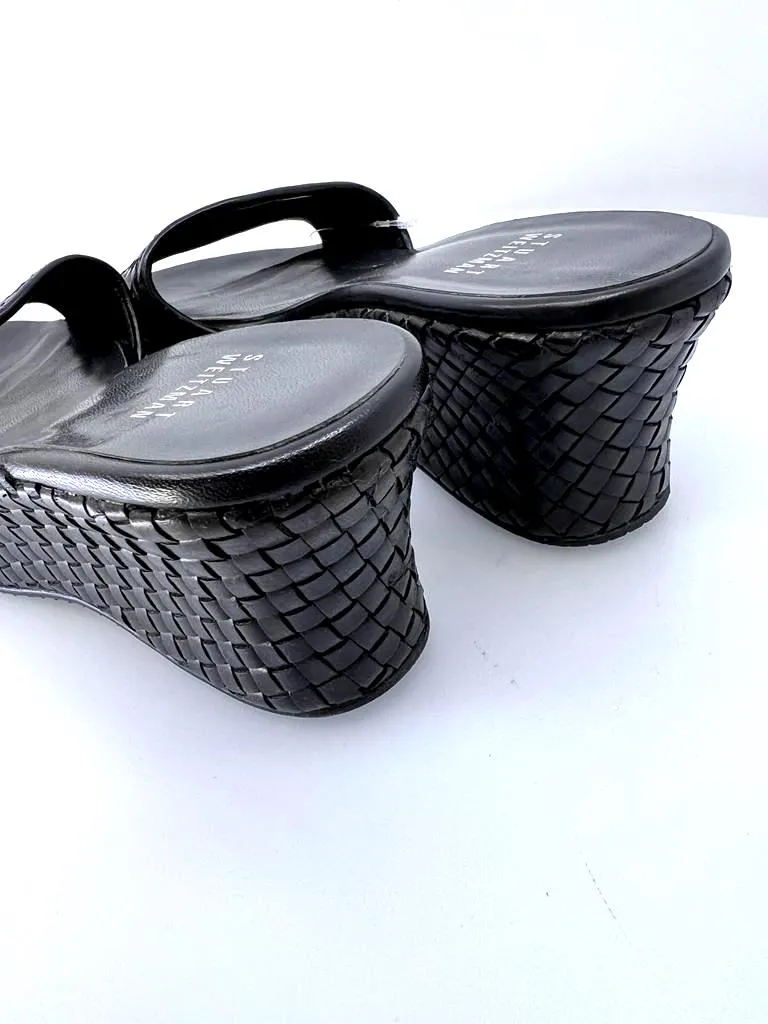 STUART WEITZMAN WEAVED PLATFORM MULES