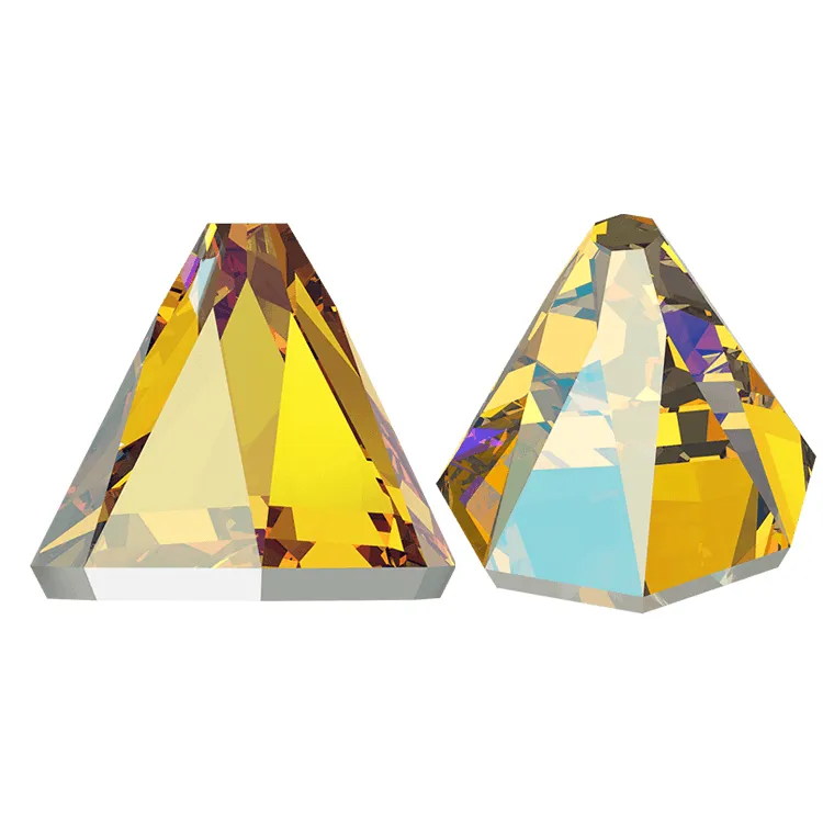 Swarovski Round Spike Flat Back - Light Topaz Shimmer