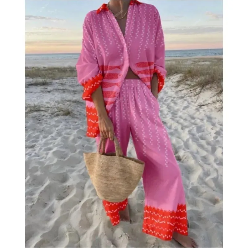 Top and Pants Abstract Coastal Set