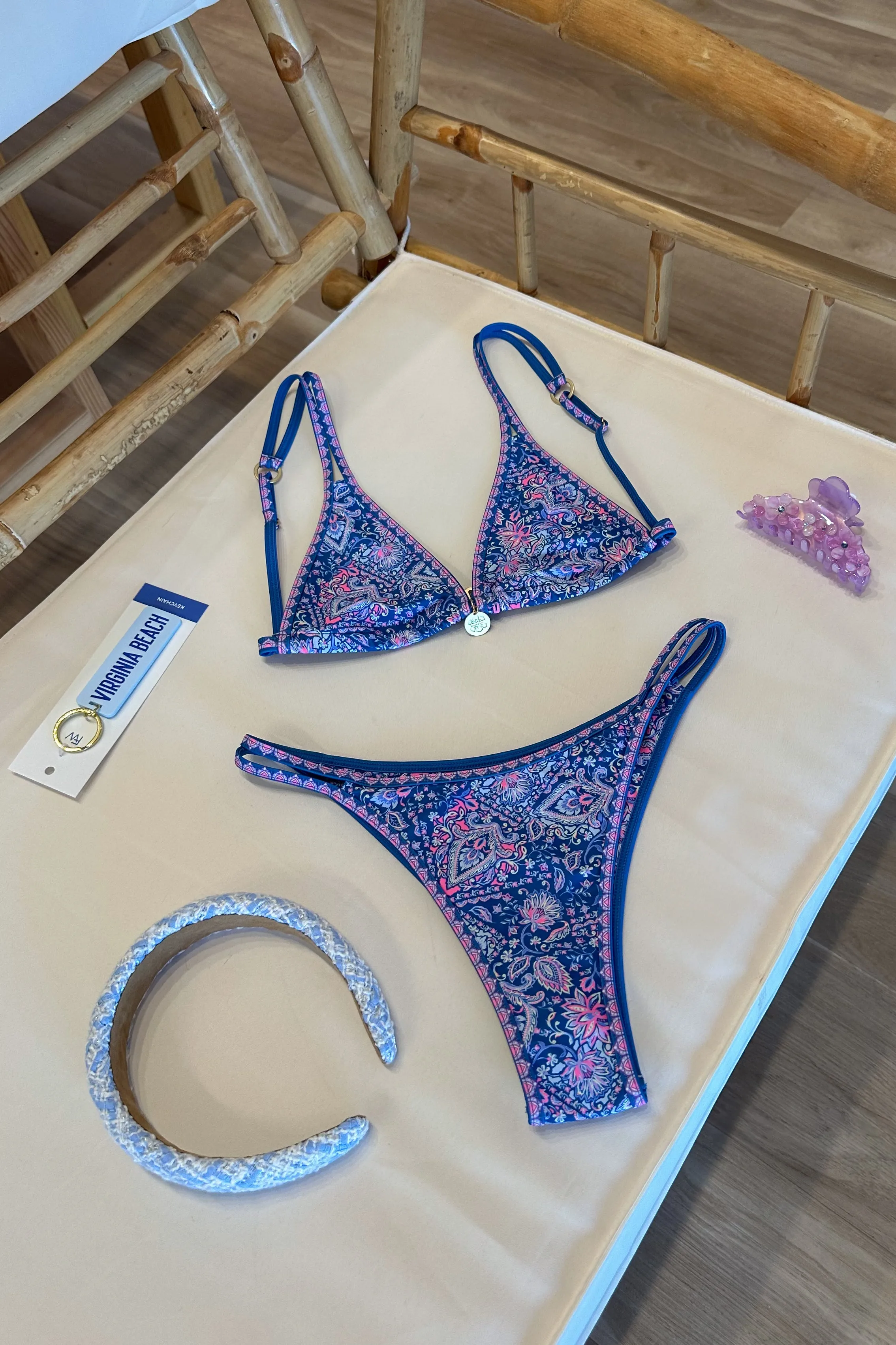 Twin Strap Bralette Bikini Top in Lilac Moon