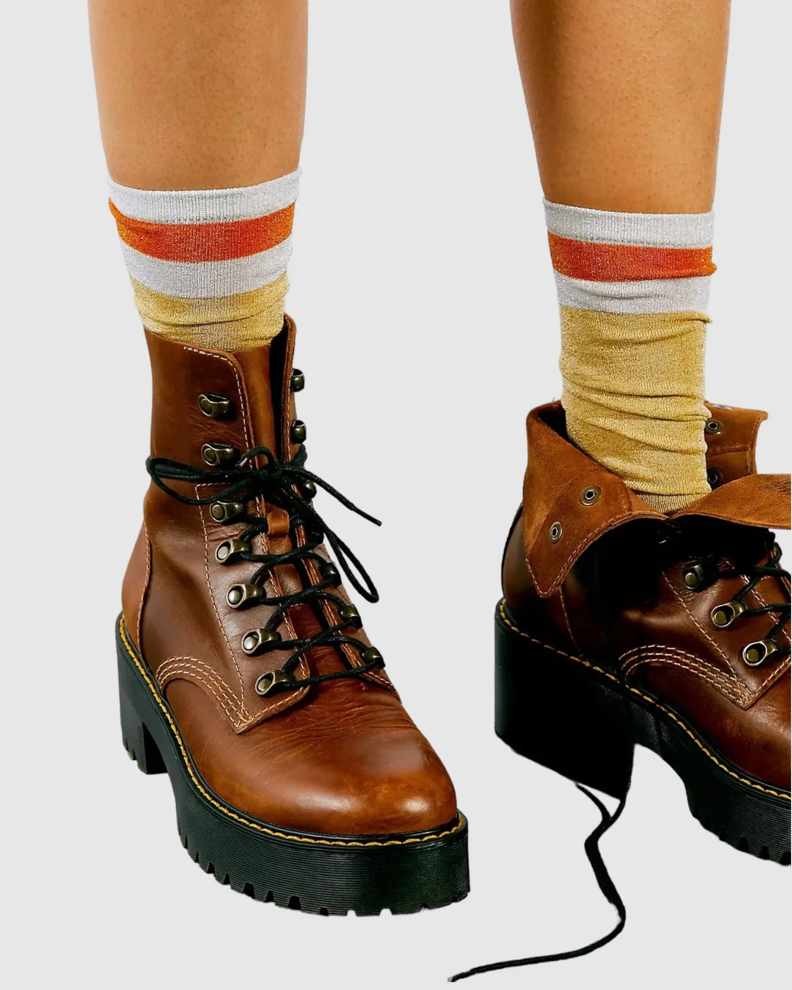 Varsity Lurex 3/4 Socks - Gold