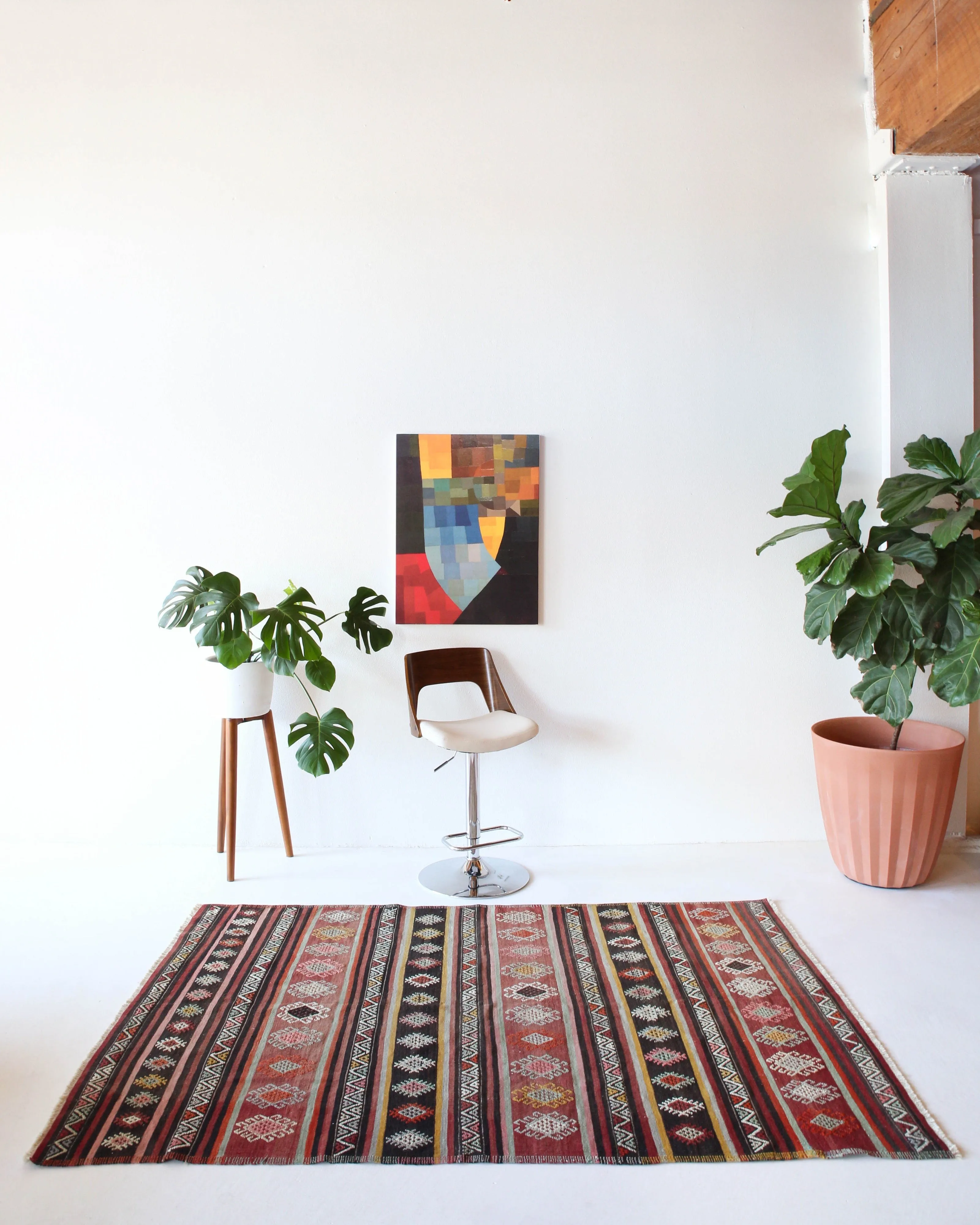 Vintage Anatolian Cicim Kilim Rug 4'11"x7'2"