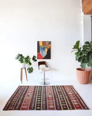 Vintage Anatolian Cicim Kilim Rug 4'11"x7'2"