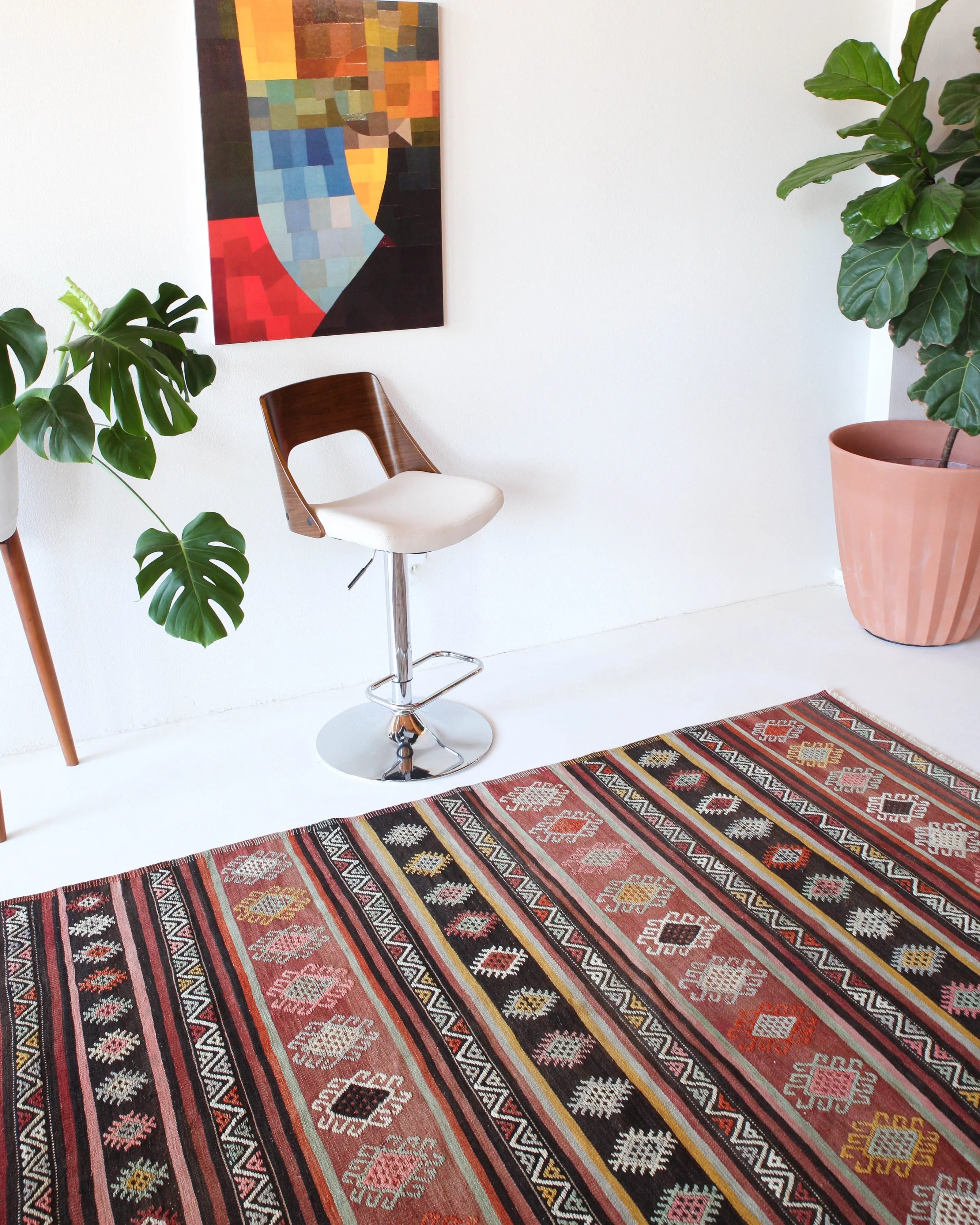 Vintage Anatolian Cicim Kilim Rug 4'11"x7'2"