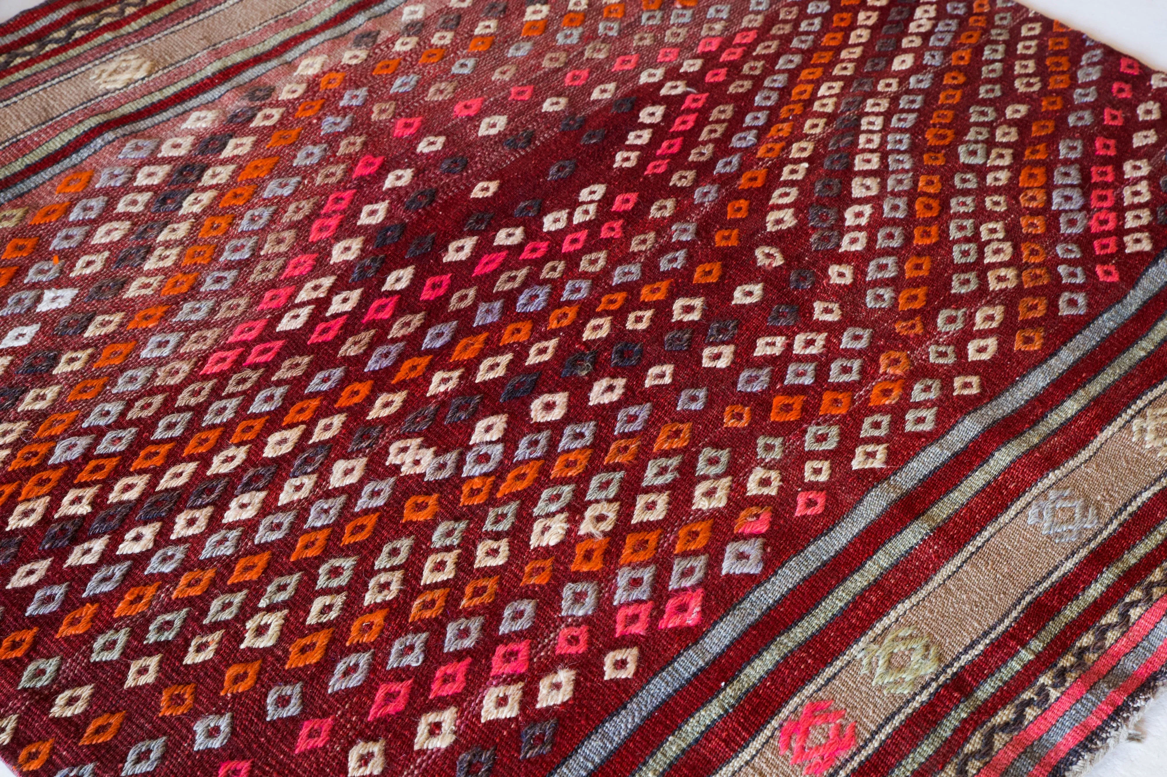 Vintage Mini Turkish Kilim Rug 3'3"x3'3"