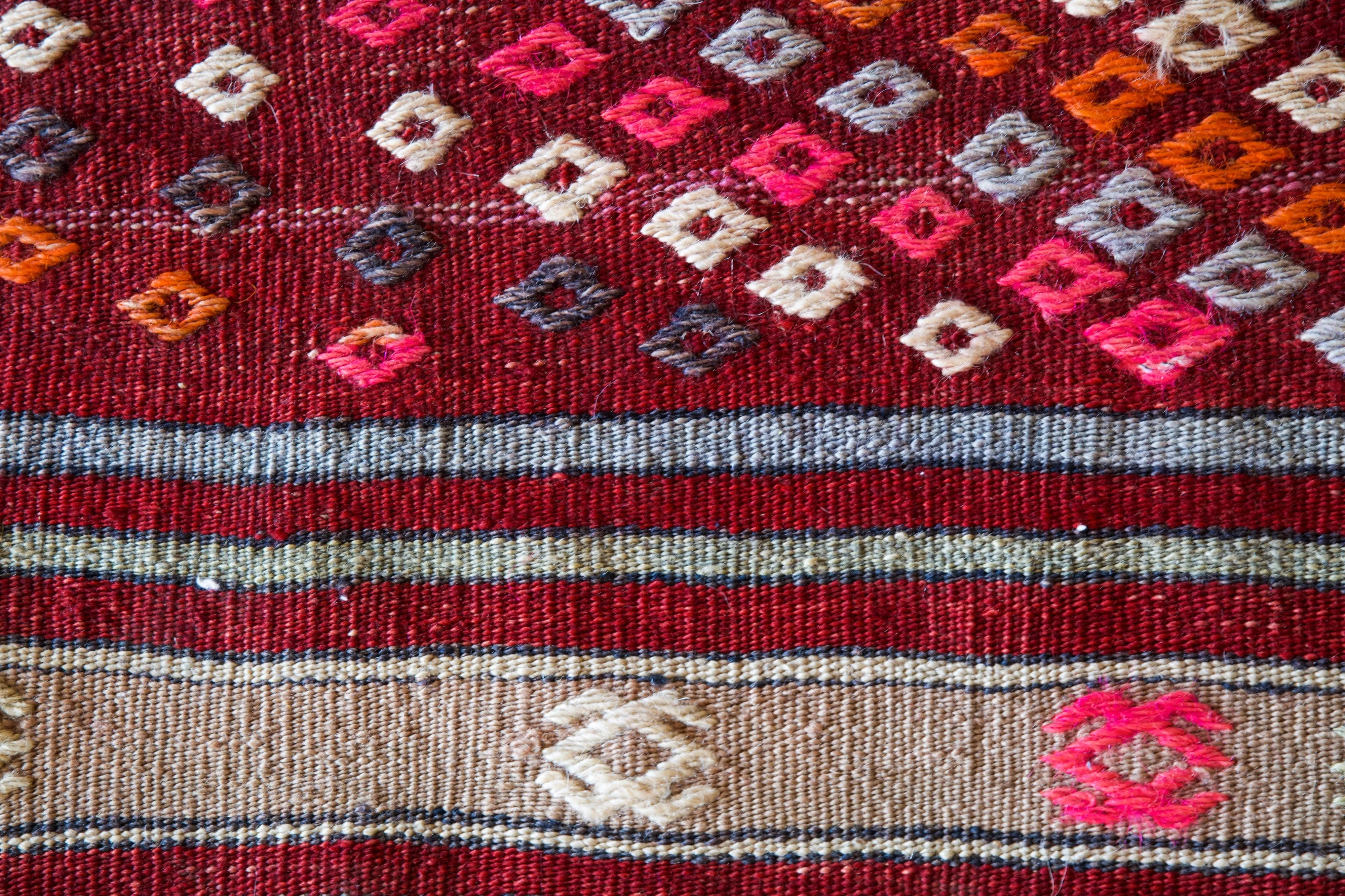 Vintage Mini Turkish Kilim Rug 3'3"x3'3"