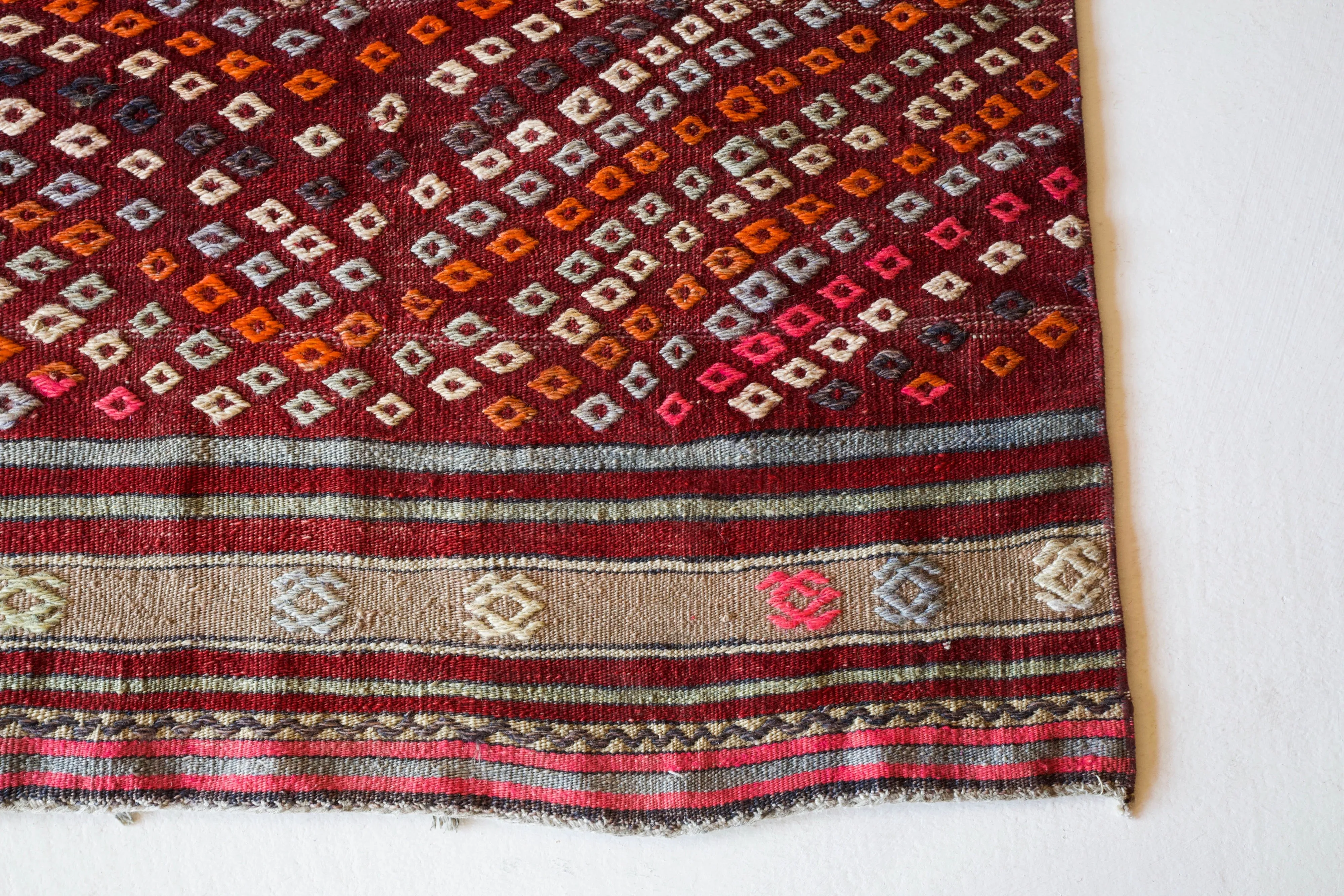 Vintage Mini Turkish Kilim Rug 3'3"x3'3"