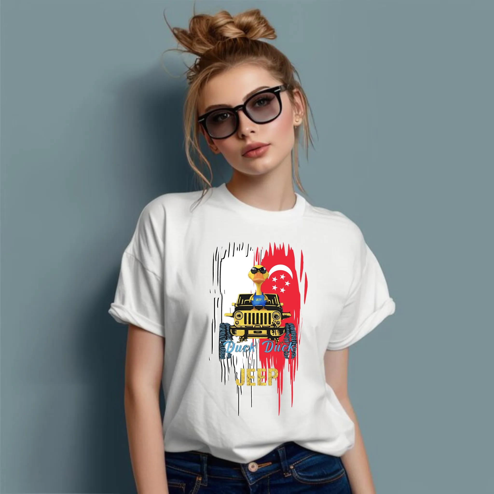 VOZUKO Custom Jeep Duck T Shirt Men Women Ready Made Gildan Tee