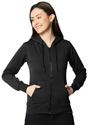 Wear Your Opinion Women's Cotton Hooded Neck Hoodie (WYO004635JKTF-F-S-Black_Black_S)