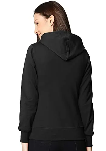 Wear Your Opinion Women's Cotton Hooded Neck Hoodie (WYO004635JKTF-F-S-Black_Black_S)