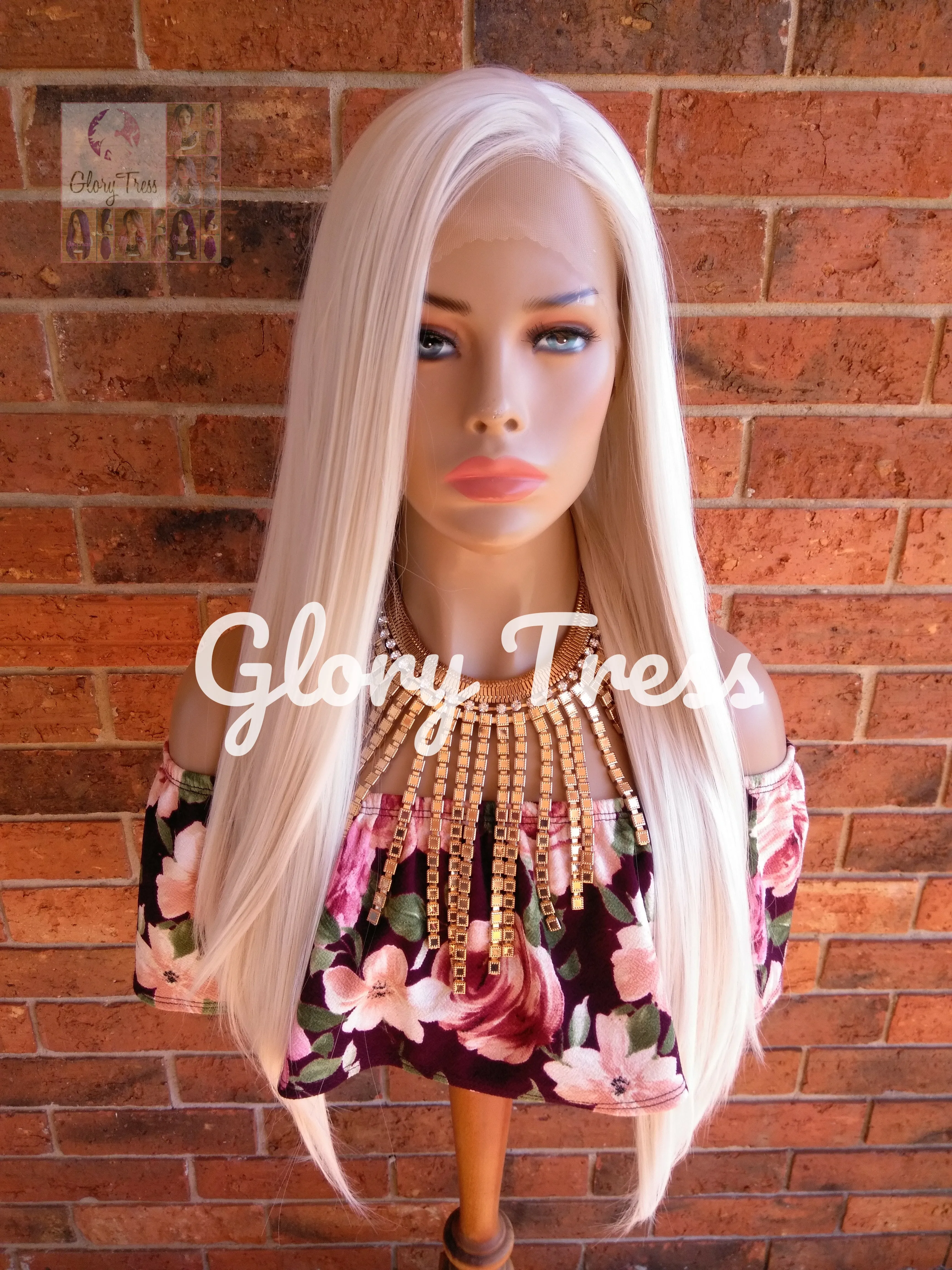 White Platinum Blonde Lace Wig, Long Straight Wig, 60 White Blonde Wig, Free Parting, Soft Swiss Lace, READY To SHIP // PURE