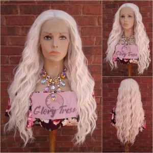 White Platinum Blonde Wavy Lace Front Wig HD Lace Free Parting Long Wavy Wig For White Women Chemo Alopecia Wig Glory Tress - TRUELOVE