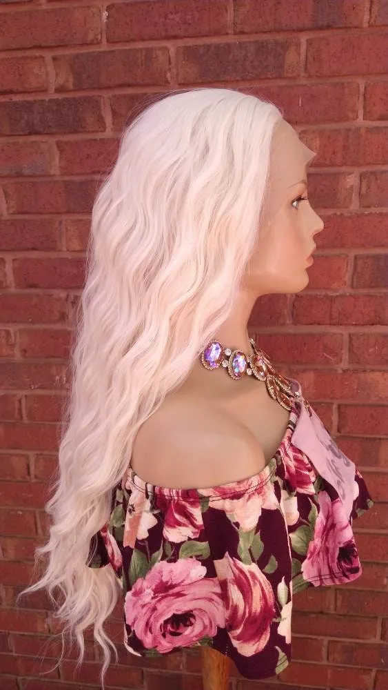 White Platinum Blonde Wavy Lace Front Wig HD Lace Free Parting Long Wavy Wig For White Women Chemo Alopecia Wig Glory Tress - TRUELOVE