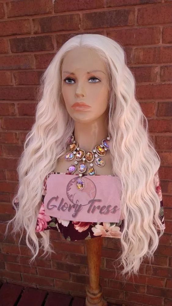 White Platinum Blonde Wavy Lace Front Wig HD Lace Free Parting Long Wavy Wig For White Women Chemo Alopecia Wig Glory Tress - TRUELOVE