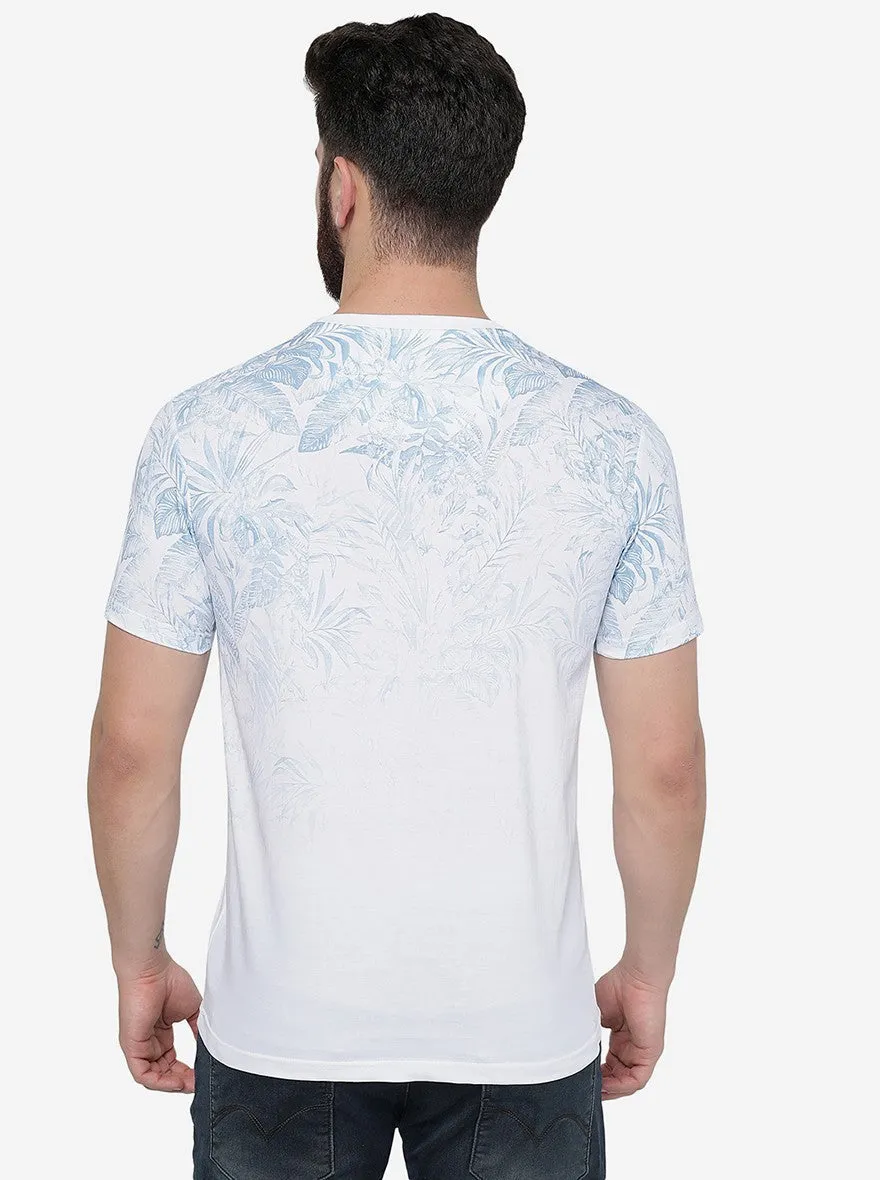 White Printed Slim Fit T-Shirt | Greenfibre