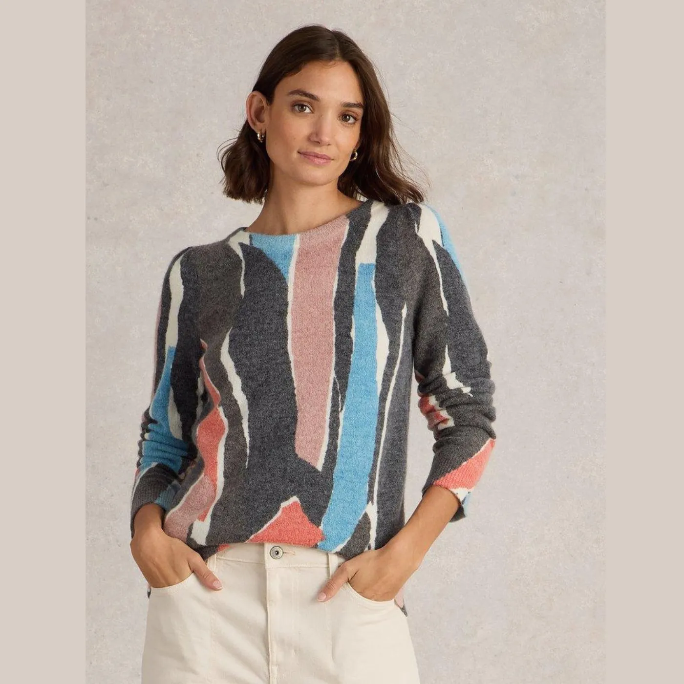 White Stuff Jodie Blue Print Jumper