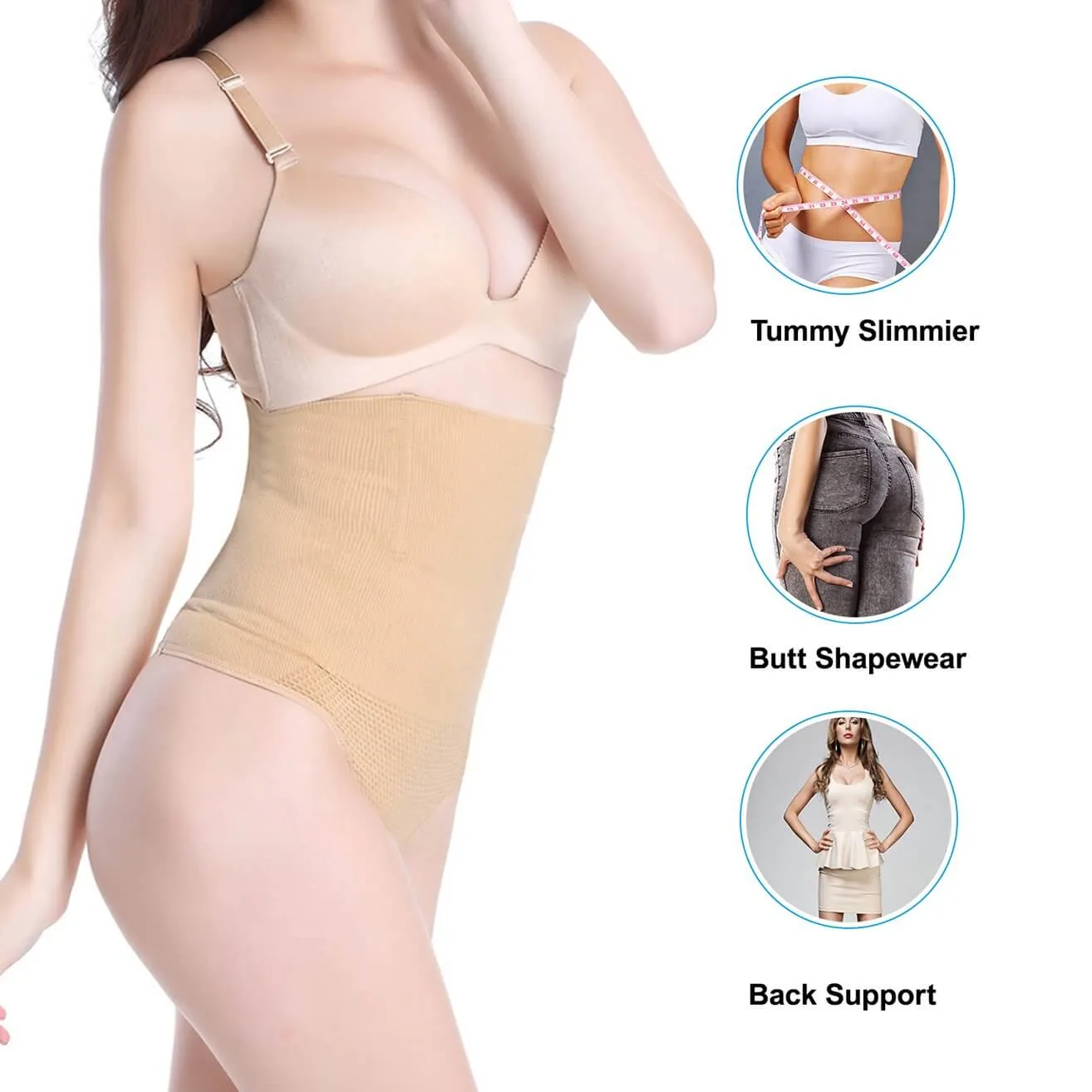 Women Hi-Waist Tummy Slimmer Thong Panty