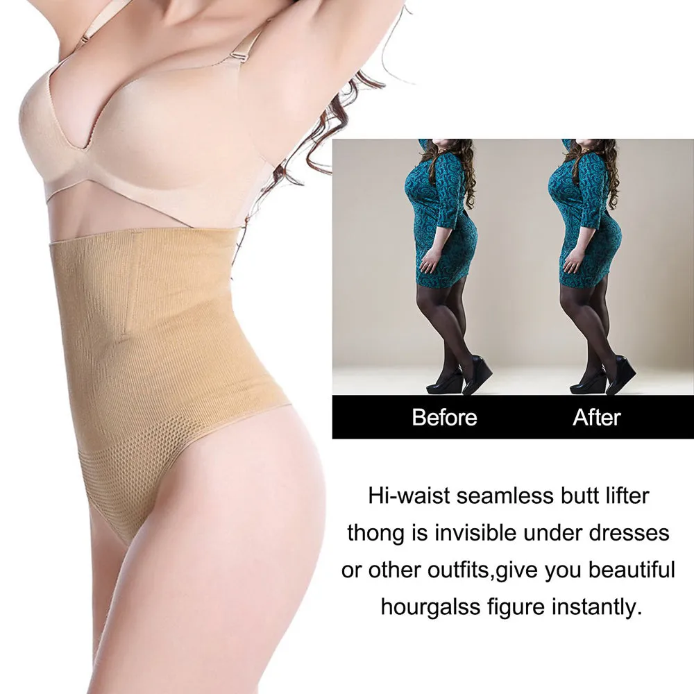 Women Hi-Waist Tummy Slimmer Thong Panty