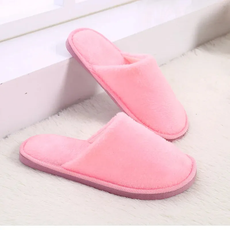 Women Indoor Slippers Thicken Warm Plush Home Shoes Autumn Winter Shoes House Flat Floor Slipper Soft Silent Slides for Bedroom