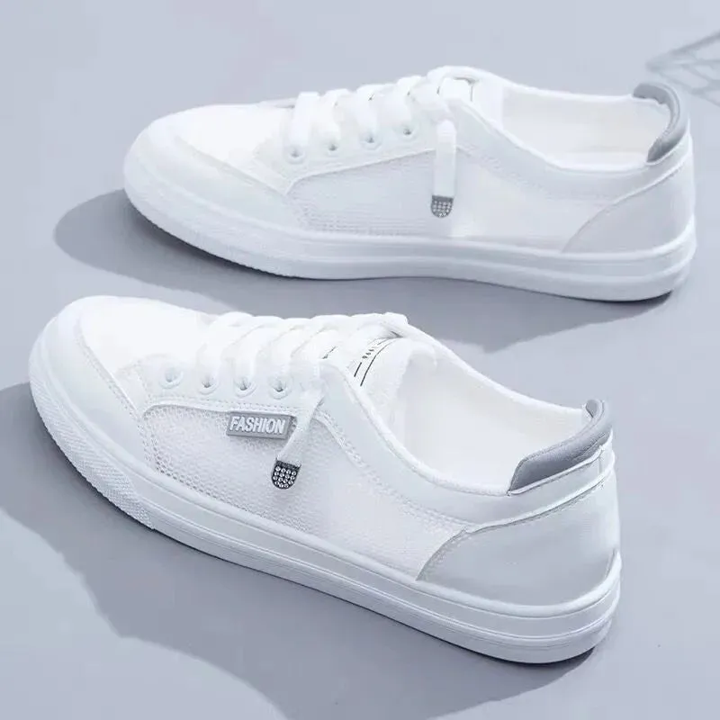 Women Sneakers Women's Vulcanize Shoes Spring  Autumn Breathable Flats Solid Color Mesh Shoes Young Woman Casual White Shoes