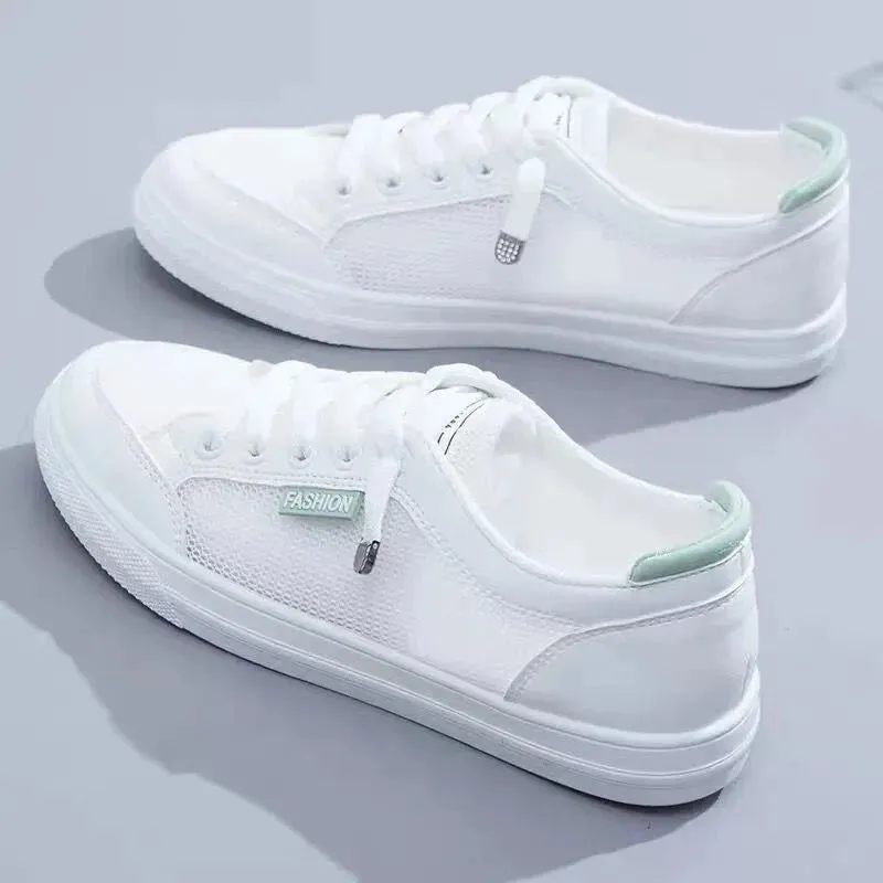 Women Sneakers Women's Vulcanize Shoes Spring  Autumn Breathable Flats Solid Color Mesh Shoes Young Woman Casual White Shoes