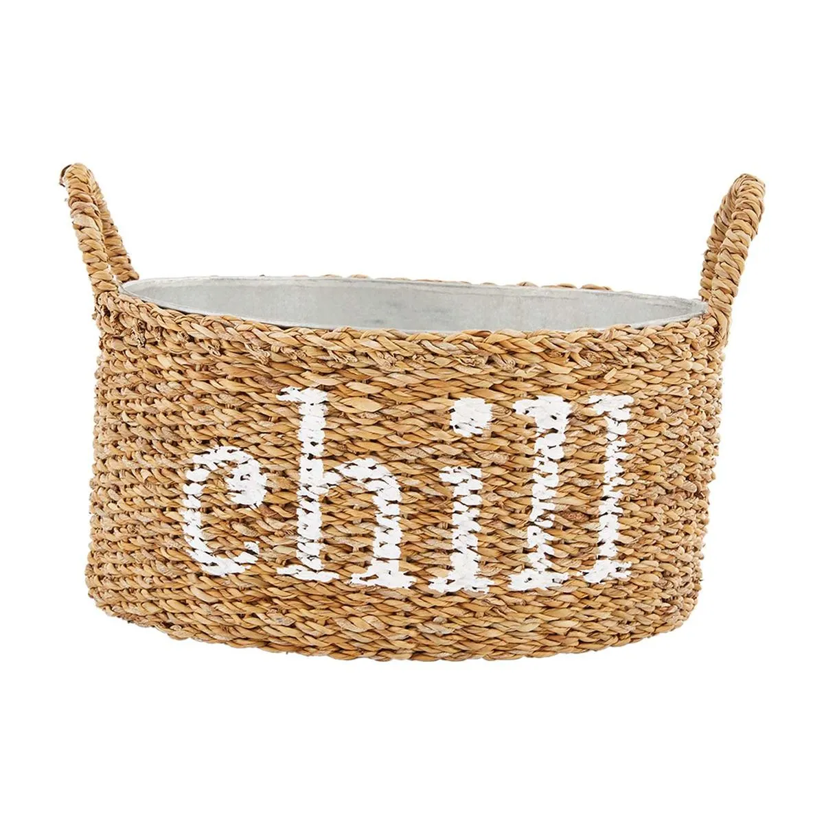 Woven Seagrass Basket with Metal Party Tubs