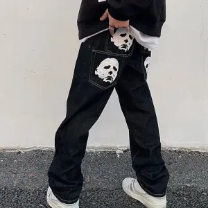 Y2K baggy jeans with Michael Myers print